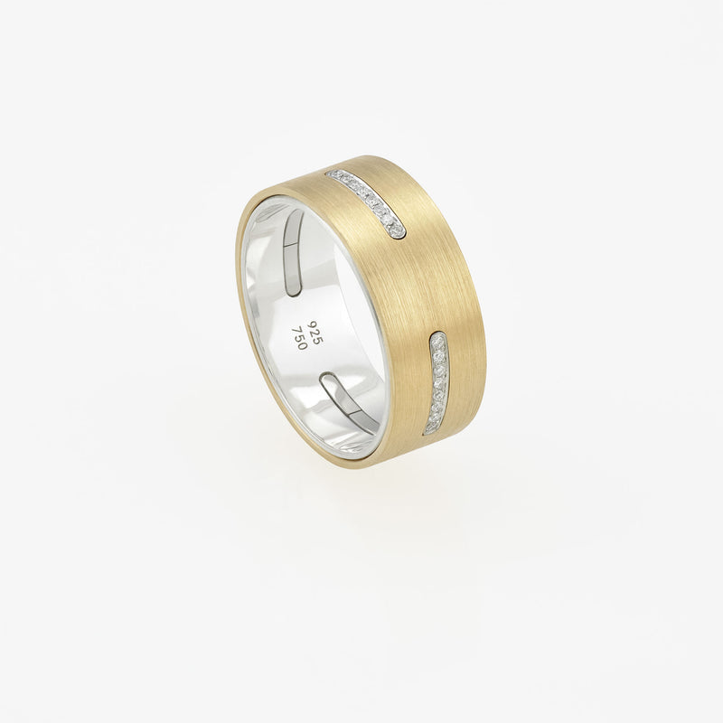 Ring - 18k Yellow Gold/Silver/Diamond/Platinum - 8.0mm
