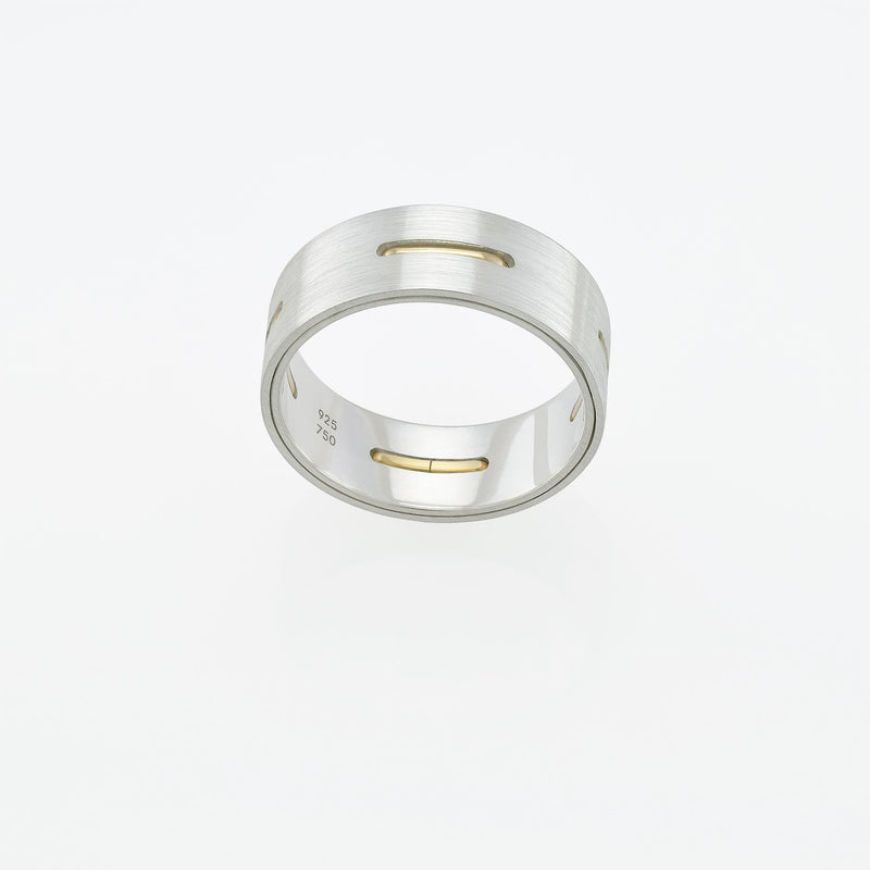 Ring - Silver/Silver/18k Yellow Gold - 8.0mm