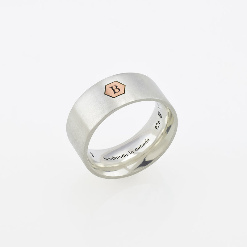 Ring ID8 - Silver/ 18k Rose Gold Brushed