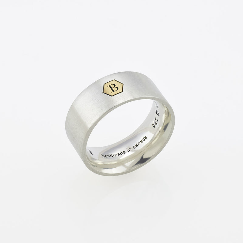 Ring ID8 - Silver/ 18k Yellow Gold Brushed