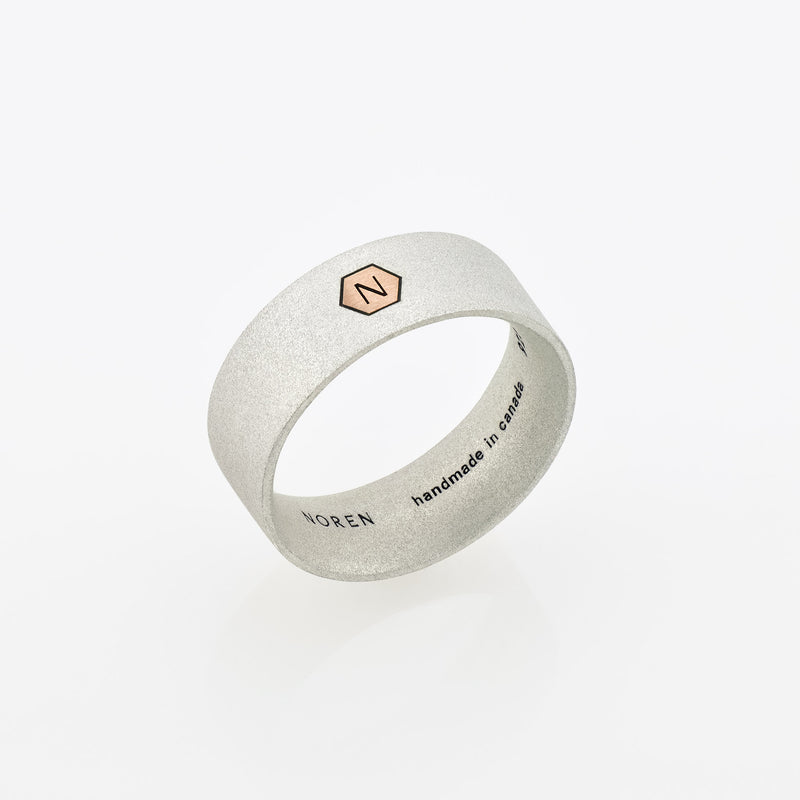 Ring ID8 - Silver/ 18k Rose Gold Frosted